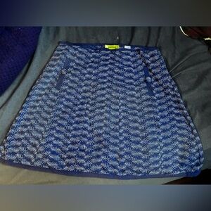 Ingénue New York Navy and White embroidery Leaf Skirt